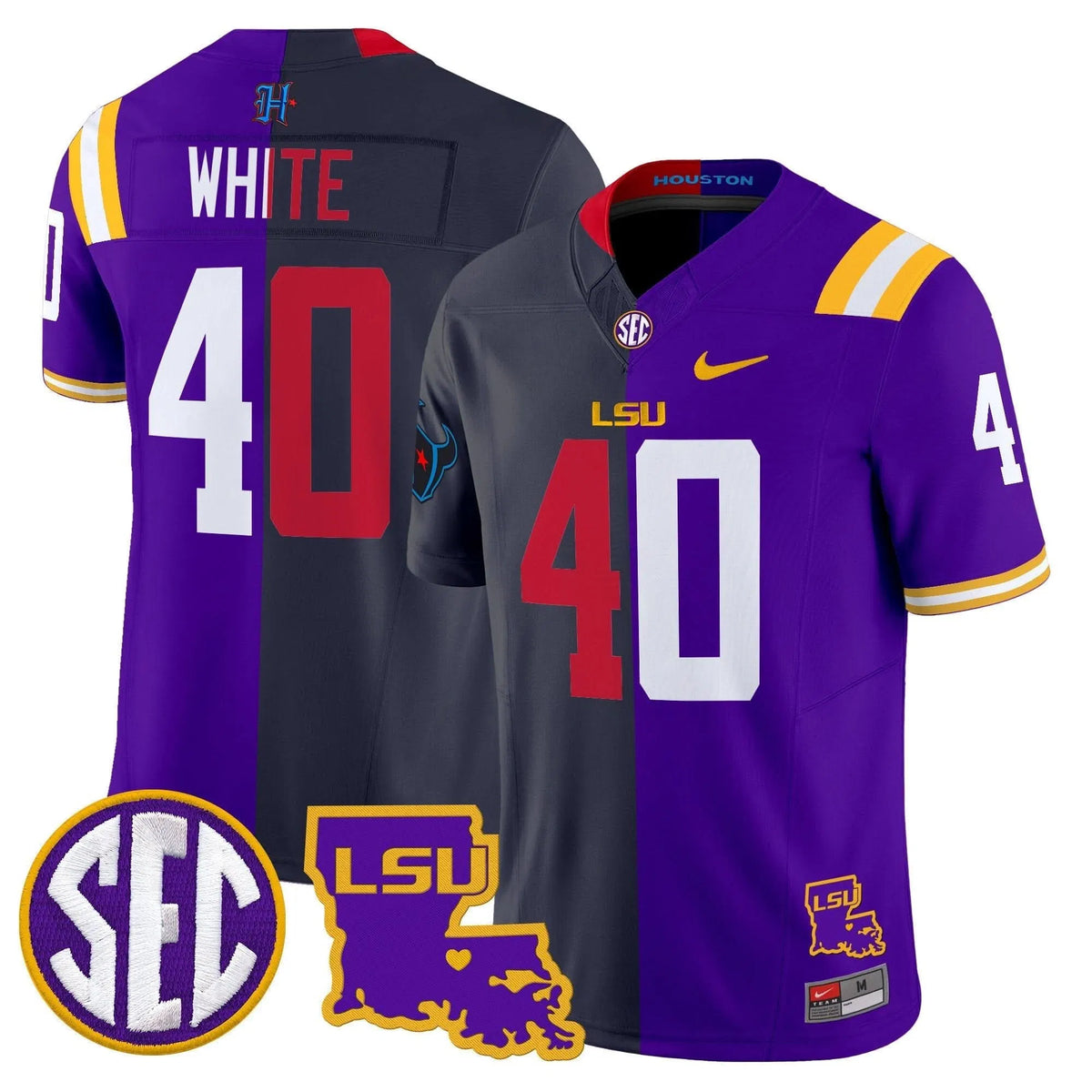 Personalized LSU Tiger Split Vapor Limited Jersey - Devin White Stitched