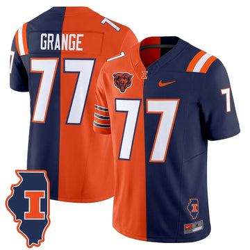 Personalized ILL Split Vapor Limited Jersey - Red Grange Stitched