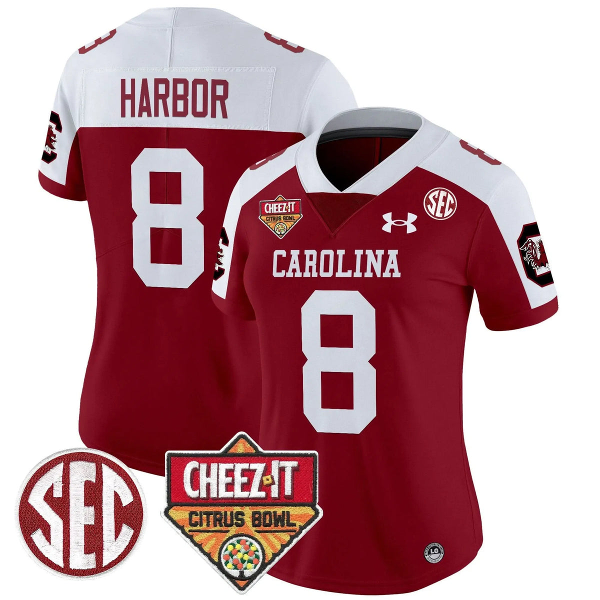 Personalized Women's SCG 1980 Throwback Cheez-It Citrus Bowl Patch Vapor Limited Jersey - Stitched - Garnet Alternate / Nyck Harbor Stitched
