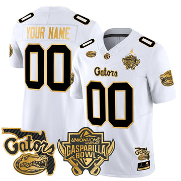 Personalized FG 2026 Gasparilla Bowl Patch Gold Vapor Limited Custom Jersey - White Gold Stitched