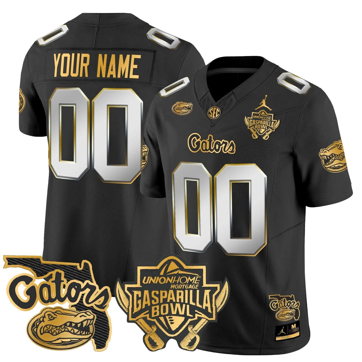 Personalized FG 2026 Gasparilla Bowl Patch Gold Vapor Limited Custom Jersey - Black Limited Stitched