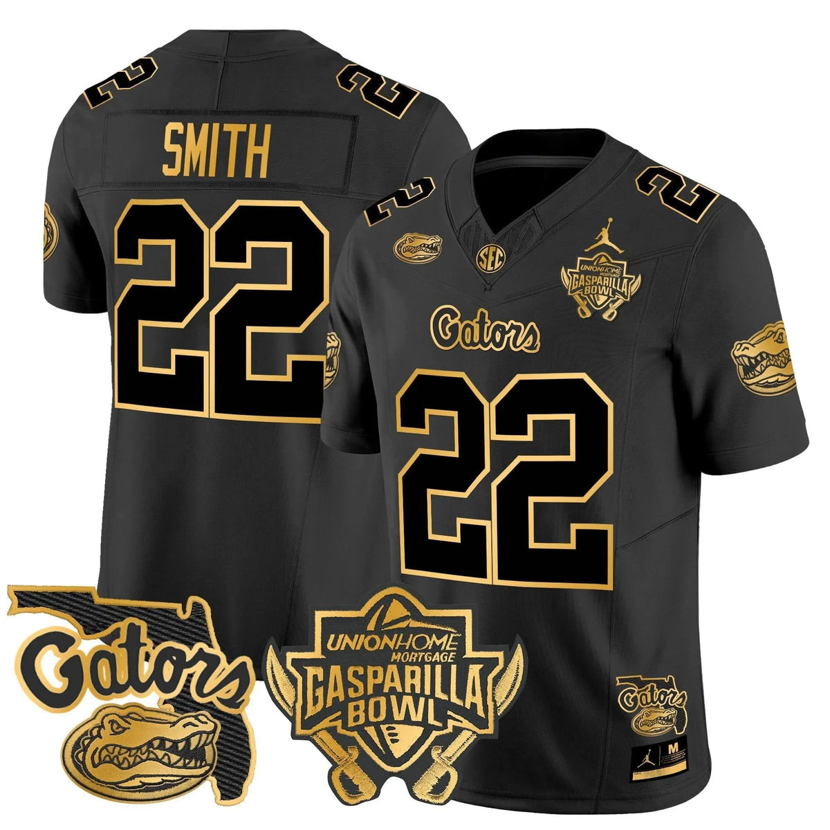 Personalized FG 2026 Gasparilla Bowl Patch Gold Vapor Limited Jersey - Black Gold / Emmitt Smith Stitched