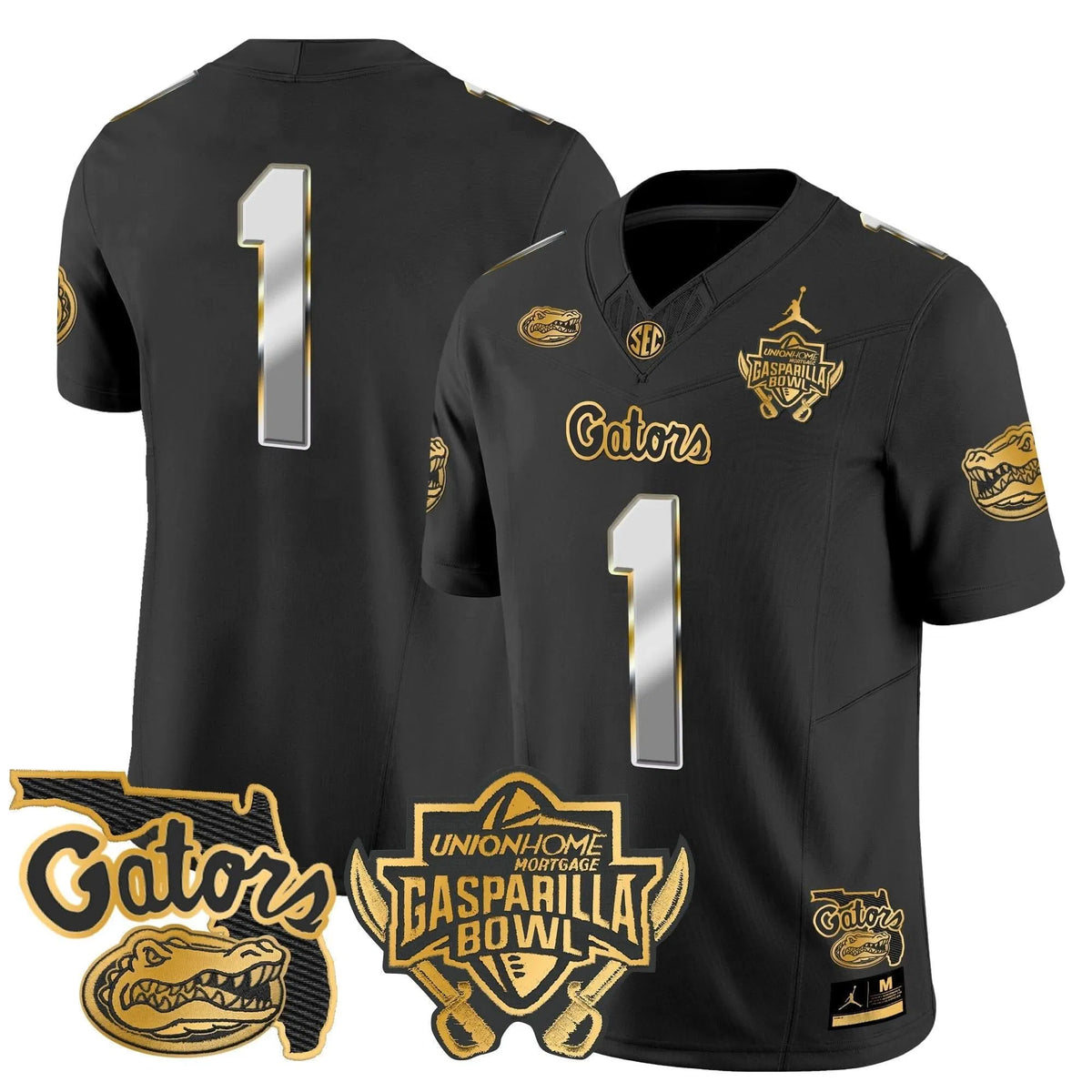 Personalized FG 2026 Gasparilla Bowl Patch Gold Vapor Limited Jersey - Black Limited / #1 Team Stitched