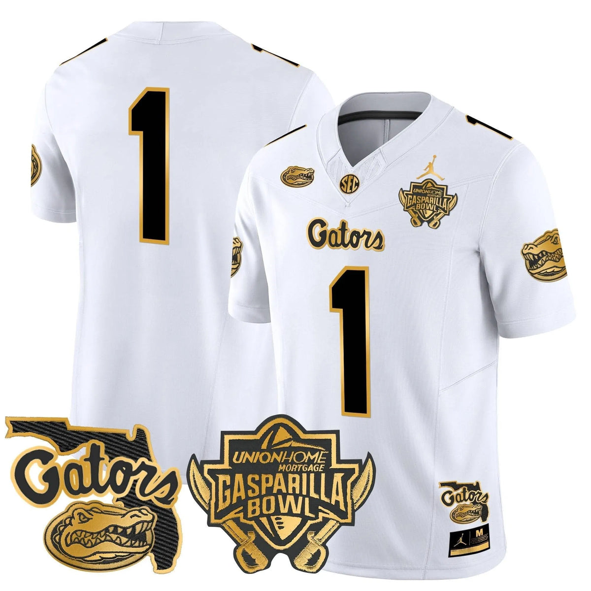 Personalized FG 2026 Gasparilla Bowl Patch Gold Vapor Limited Jersey - White Gold / #1 Team Stitched