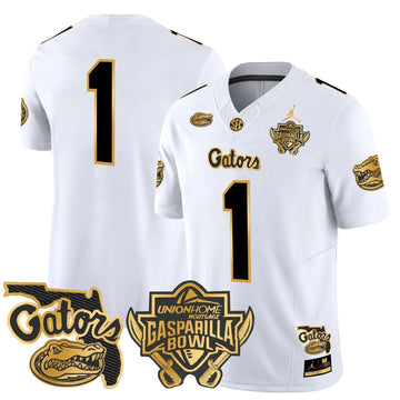 Personalized FG 2026 Gasparilla Bowl Patch Gold Vapor Limited Jersey - White Gold / #1 Team Stitched