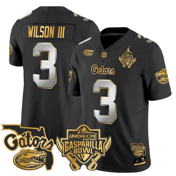 Personalized FG 2026 Gasparilla Bowl Patch Gold Vapor Limited Jersey - Black Limited / Eugene Wilson III Stitched