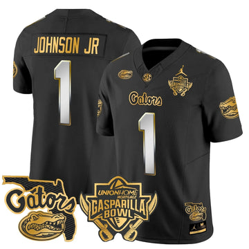 Personalized FG 2026 Gasparilla Bowl Patch Gold Vapor Limited Jersey - Black Limited / Montrell Johnson Jr. Stitched
