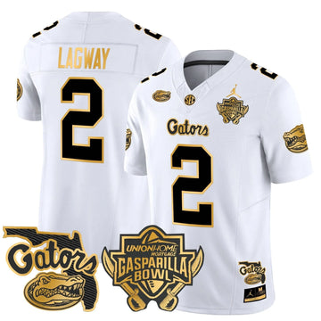 Personalized FG 2026 Gasparilla Bowl Patch Gold Vapor Limited Jersey - White Gold / DJ Lagway Stitched