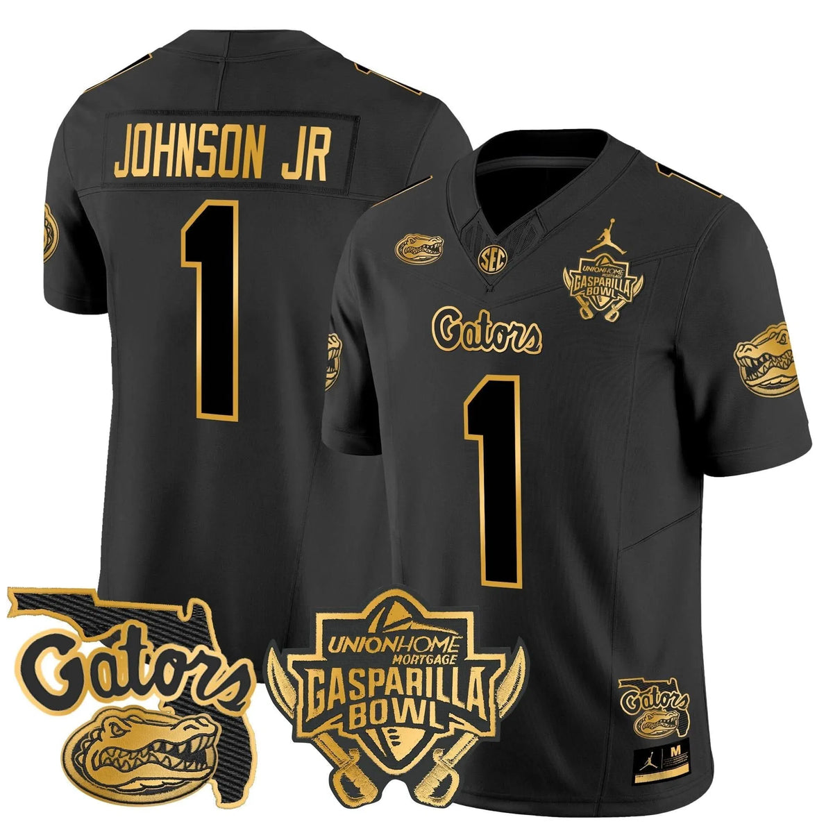Personalized FG 2026 Gasparilla Bowl Patch Gold Vapor Limited Jersey - Black Gold / Montrell Johnson Jr. Stitched