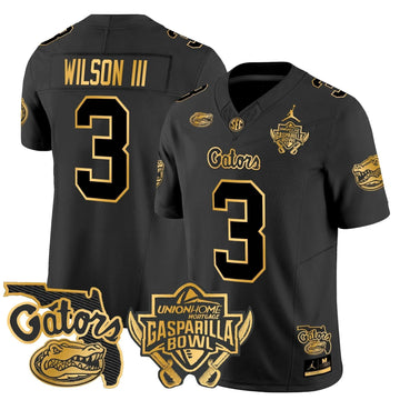 Personalized FG 2026 Gasparilla Bowl Patch Gold Vapor Limited Jersey - Black Gold / Eugene Wilson III Stitched