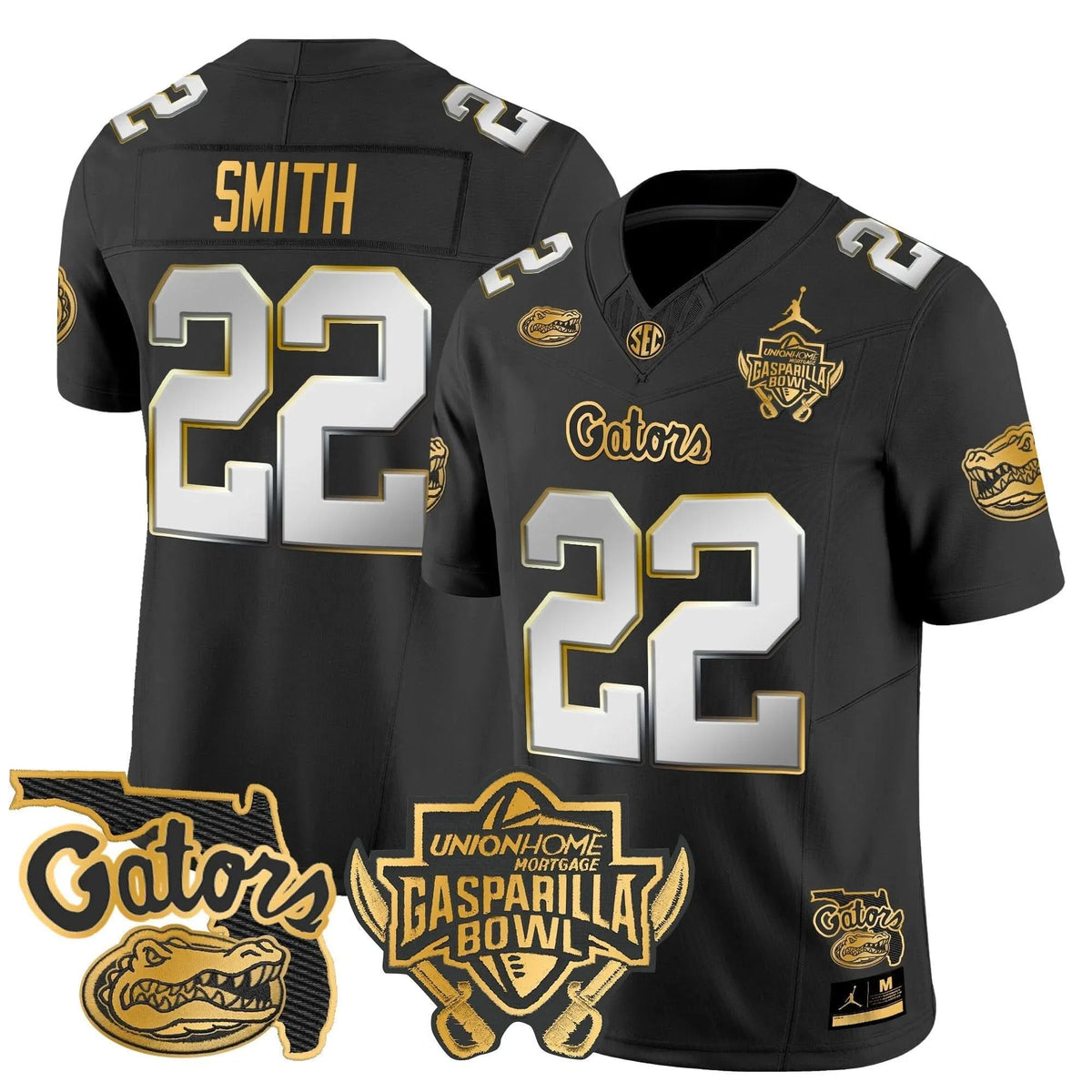 Personalized FG 2026 Gasparilla Bowl Patch Gold Vapor Limited Jersey - Black Limited / Emmitt Smith Stitched