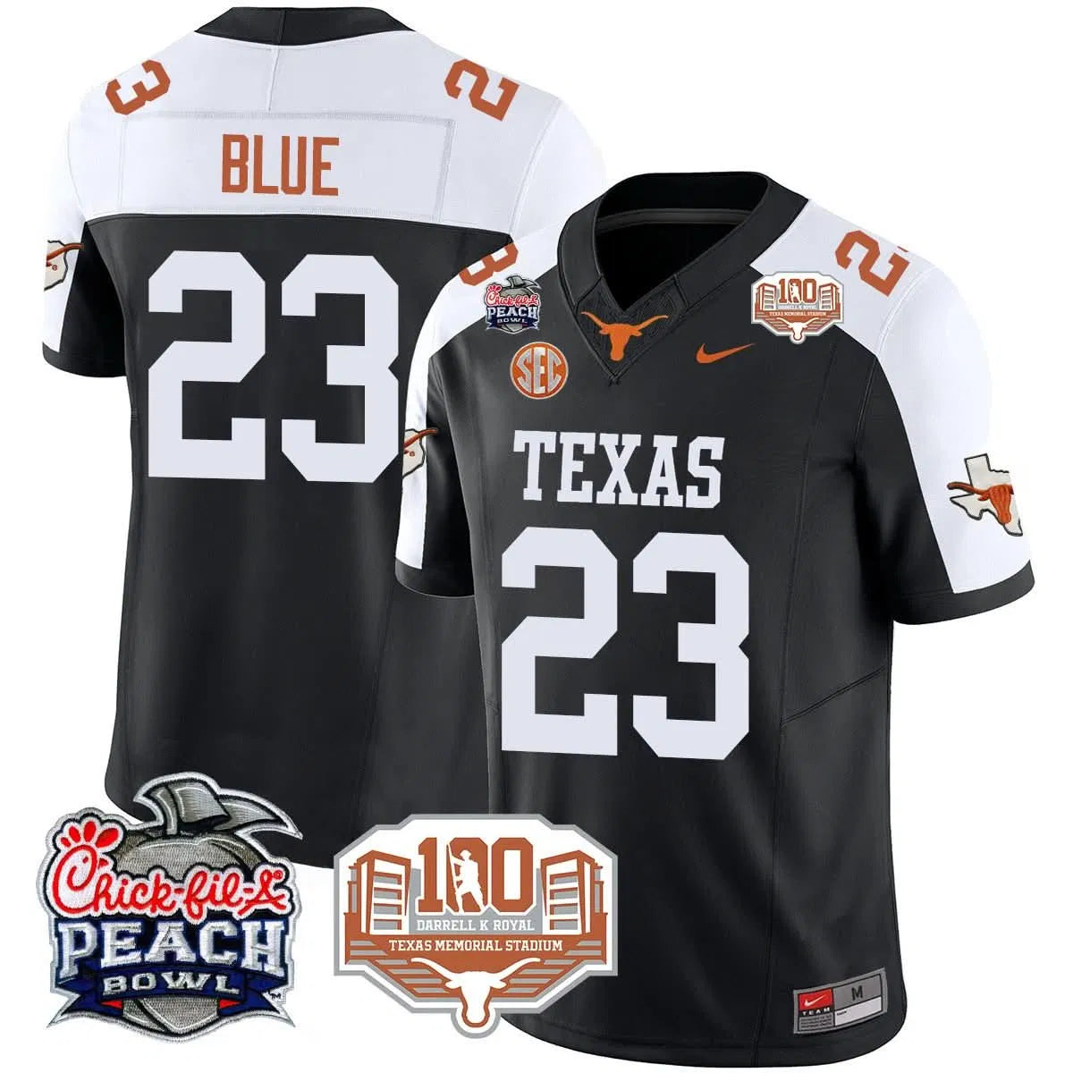 Personalized TL 2026 Chick-fil-A Peach Bowl Jersey - Jaydon Blue - 23 / Black Alternate Stitched