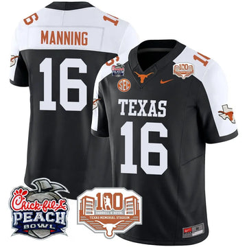 Personalized TL 2026 Chick-fil-A Peach Bowl Jersey - Arch Manning - 16 / Black Alternate Stitched