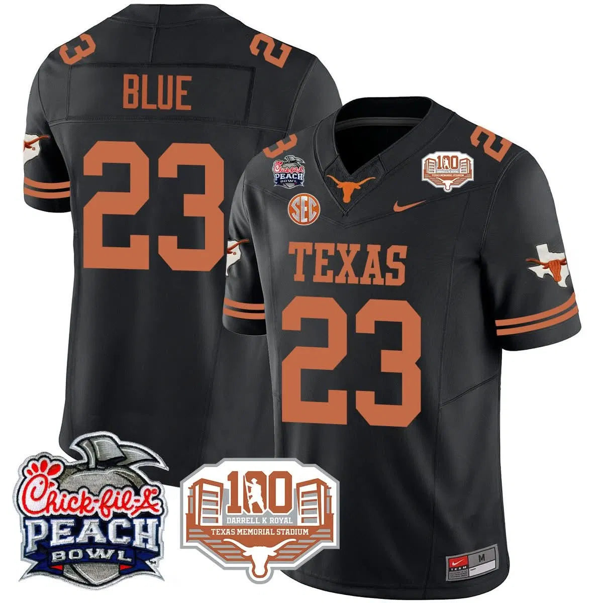 Personalized TL 2026 Chick-fil-A Peach Bowl Jersey - Jaydon Blue - 23 / Black Stitched