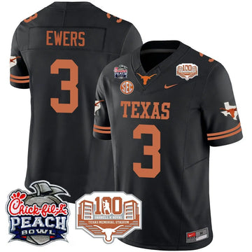 Personalized TL 2026 Chick-fil-A Peach Bowl Jersey - Quinn Ewers - 3 / Black Stitched