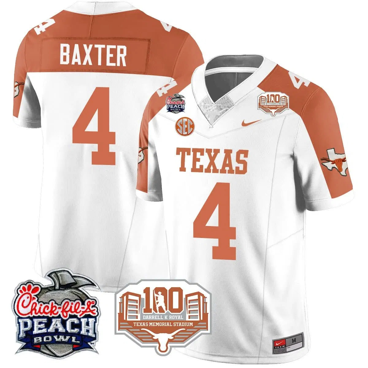 Personalized TL 2026 Chick-fil-A Peach Bowl Jersey - CJ Baxter - 4 / Inverted Stitched