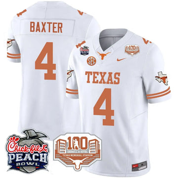 Personalized TL 2026 Chick-fil-A Peach Bowl Jersey - CJ Baxter - 4 / White Stitched