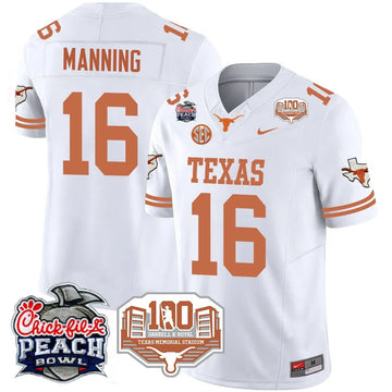 Personalized TL 2026 Chick-fil-A Peach Bowl Jersey - Arch Manning - 16 / White Stitched