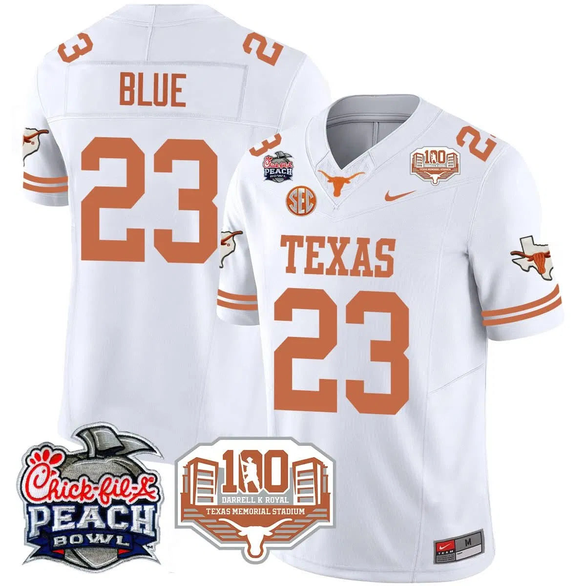 Personalized TL 2026 Chick-fil-A Peach Bowl Jersey - Jaydon Blue - 23 / White Stitched