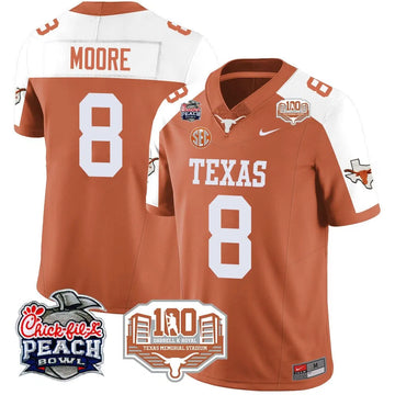 Personalized TL 2026 Chick-fil-A Peach Bowl Jersey - Trey Moore - 8 / Orange Alternate Stitched