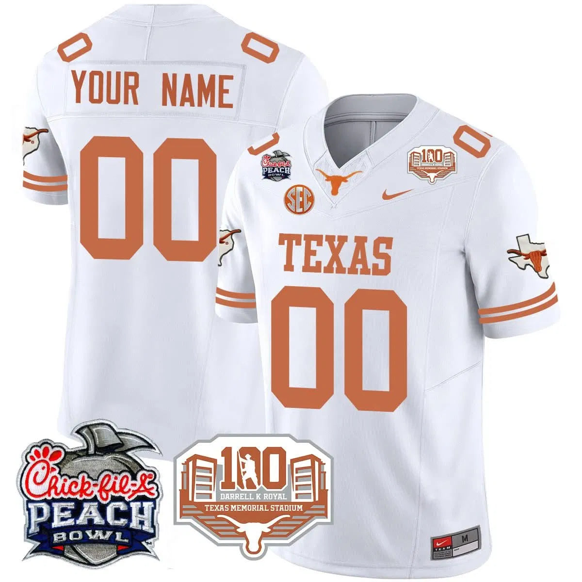 Personalized Custom TL 2026 Chick-fil-A Peach Bowl Jersey - White Stitched