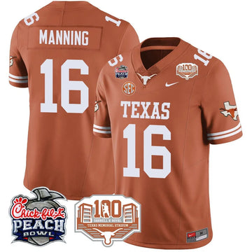 Personalized TL 2026 Chick-fil-A Peach Bowl Jersey - Arch Manning - 16 / Orange Stitched