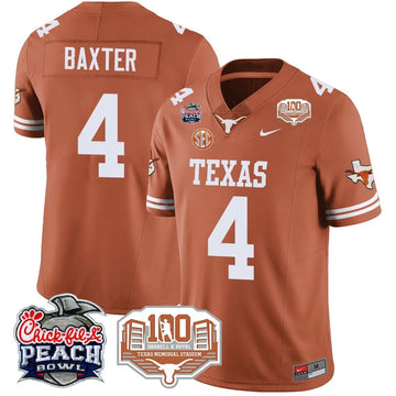 Personalized TL 2026 Chick-fil-A Peach Bowl Jersey - CJ Baxter - 4 / Orange Stitched