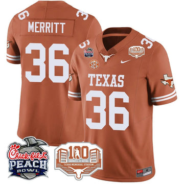 Personalized TL 2026 Chick-fil-A Peach Bowl Jersey - Quinn Merritt - 36 / Orange Stitched