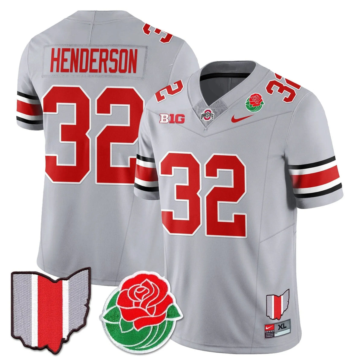 Personalized OSB 2026 Rose Bowl Jersey - Gray / TreVeyon Henderson - 32 Stitched