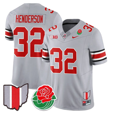 Personalized OSB 2026 Rose Bowl Jersey - Gray / TreVeyon Henderson - 32 Stitched