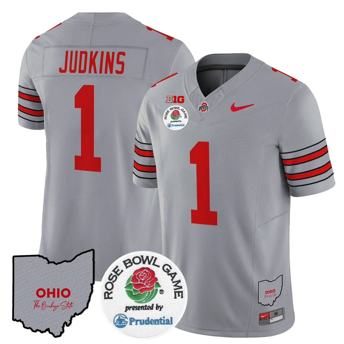 Personalized OSB 'Heritage Stripe' Rose Bowl Vapor Limited Jersey - Gray / Quinshon Judkins Stitched