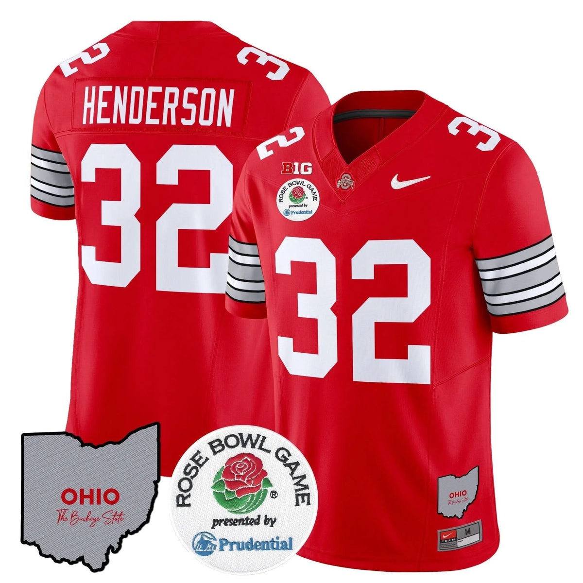 Personalized OSB 'Heritage Stripe' Rose Bowl Vapor Limited Jersey - Red / TreVeyon Henderson Stitched