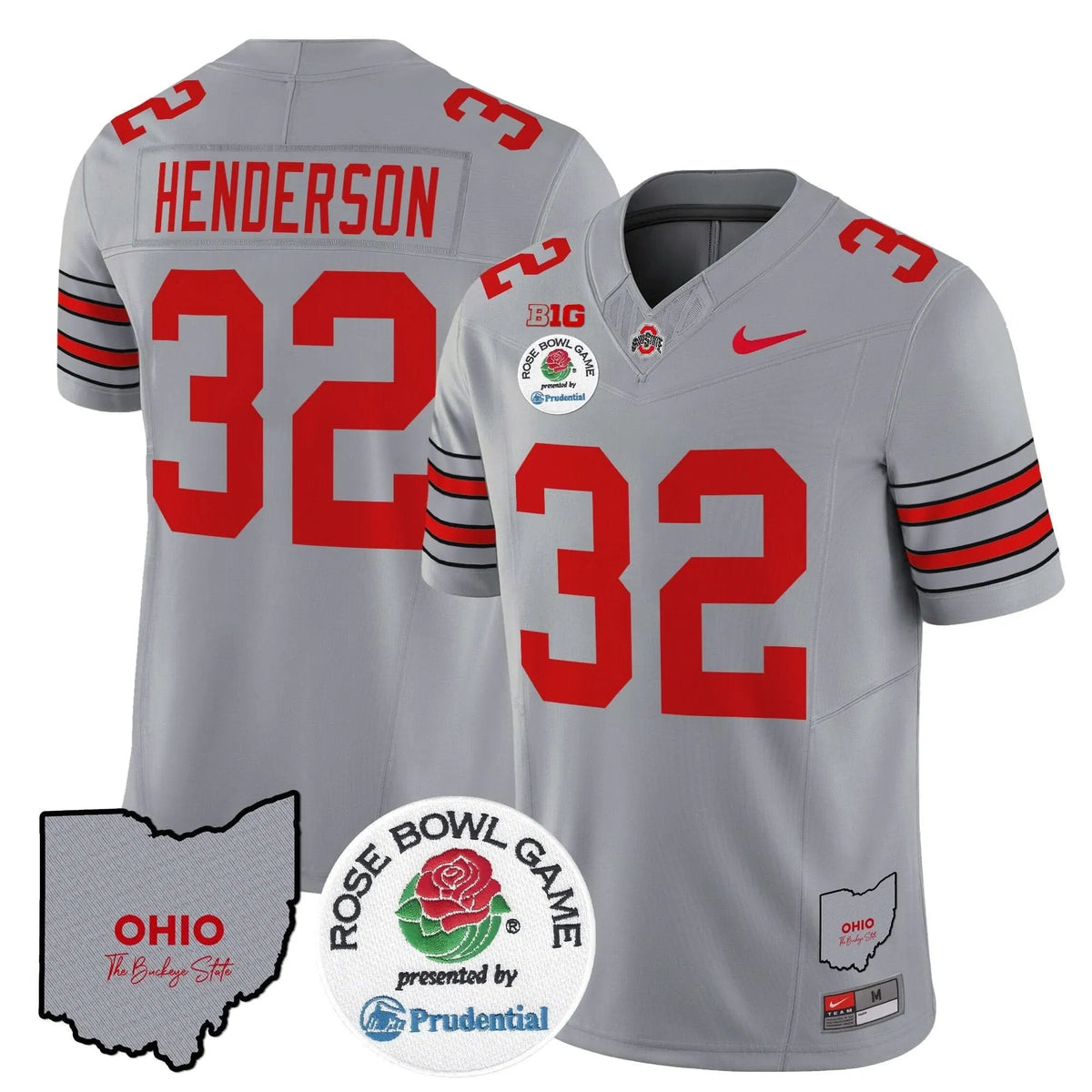 Personalized OSB 'Heritage Stripe' Rose Bowl Vapor Limited Jersey - Gray / TreVeyon Henderson Stitched