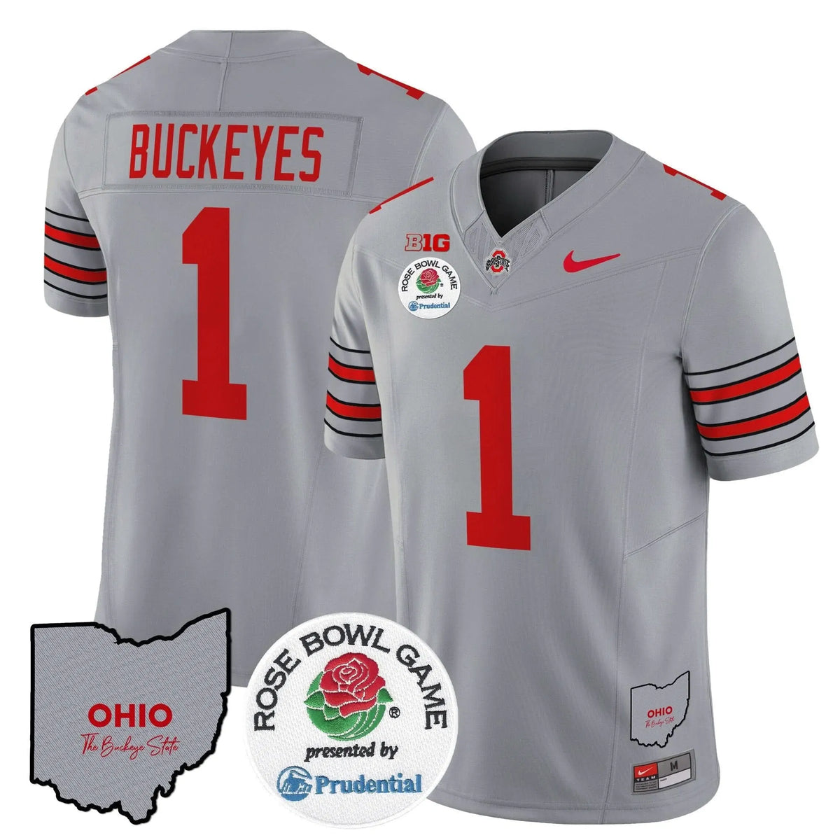 Personalized OSB 'Heritage Stripe' Rose Bowl Vapor Limited Jersey - Gray / #1 Buckeyes Stitched
