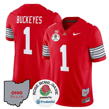 Personalized OSB 'Heritage Stripe' Rose Bowl Vapor Limited Jersey - Red / #1 Buckeyes Stitched