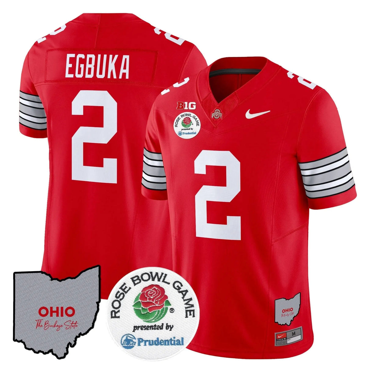 Personalized OSB 'Heritage Stripe' Rose Bowl Vapor Limited Jersey - Red / Emeka Egbuka Stitched