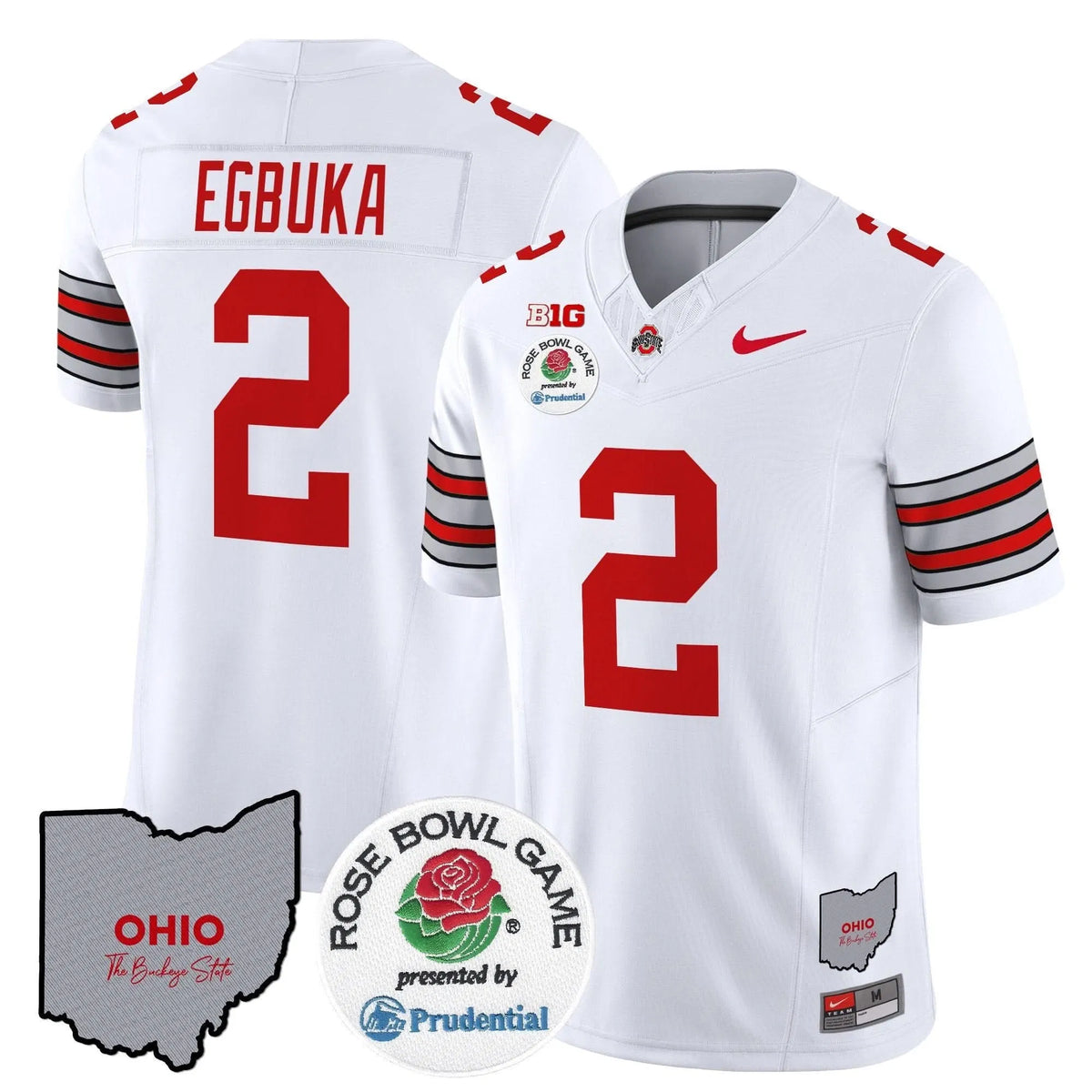 Personalized OSB 'Heritage Stripe' Rose Bowl Vapor Limited Jersey - White / Emeka Egbuka Stitched