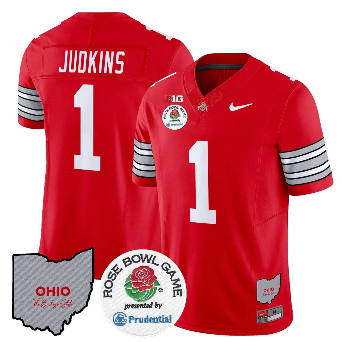 Personalized OSB 'Heritage Stripe' Rose Bowl Vapor Limited Jersey - Red / Quinshon Judkins Stitched