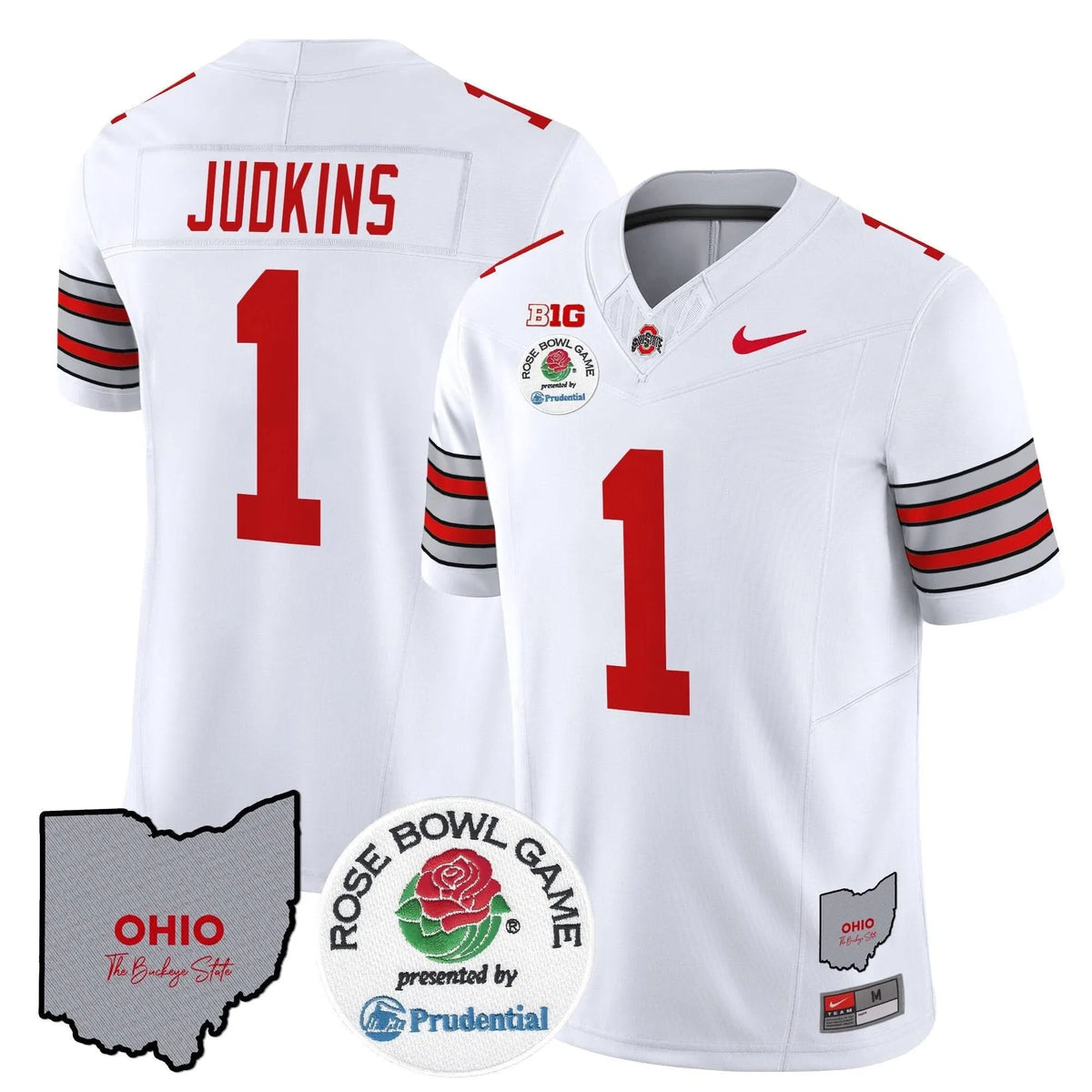 Personalized OSB 'Heritage Stripe' Rose Bowl Vapor Limited Jersey - White / Quinshon Judkins Stitched