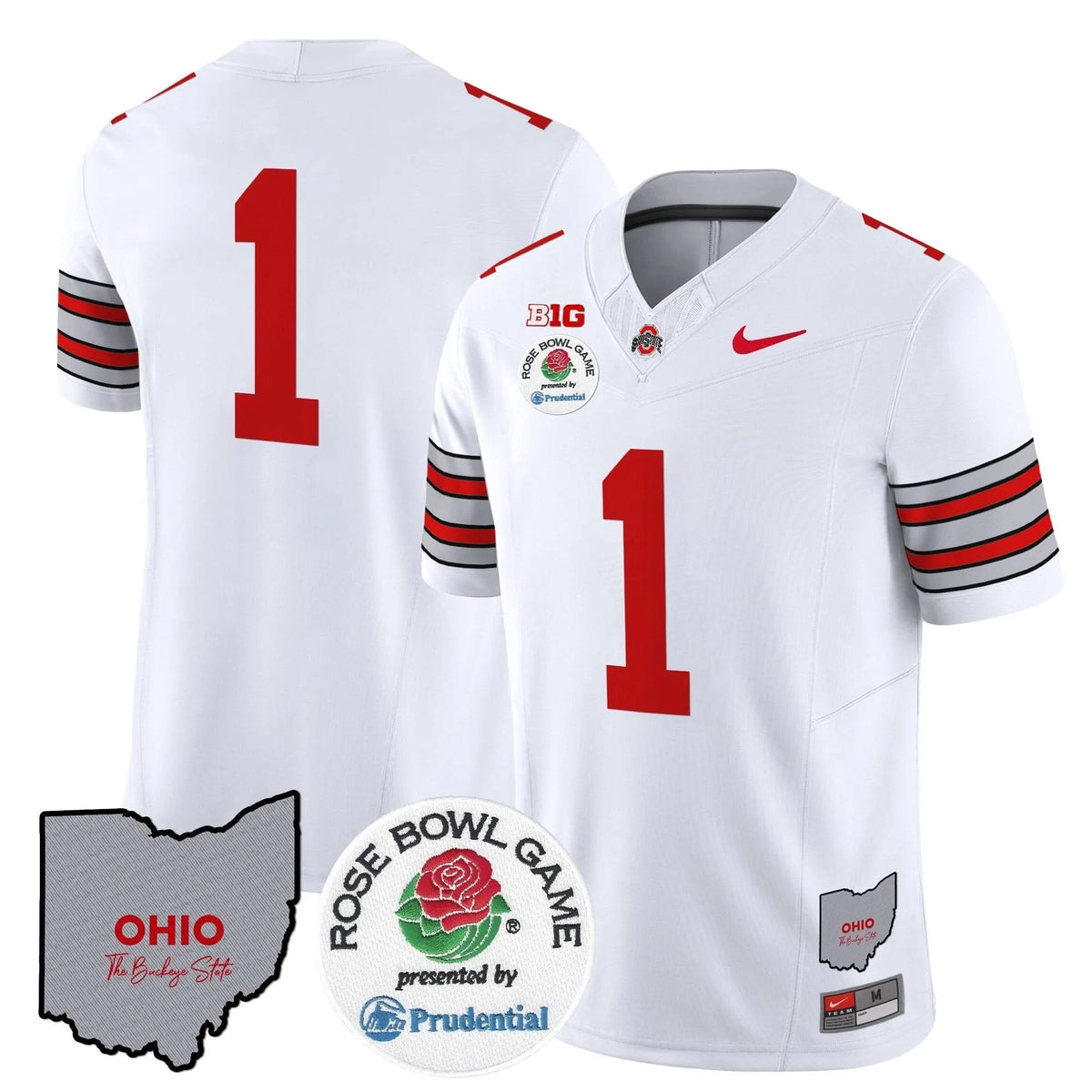 Personalized OSB 'Heritage Stripe' Rose Bowl Vapor Limited Jersey - White / #1 Team Stitched