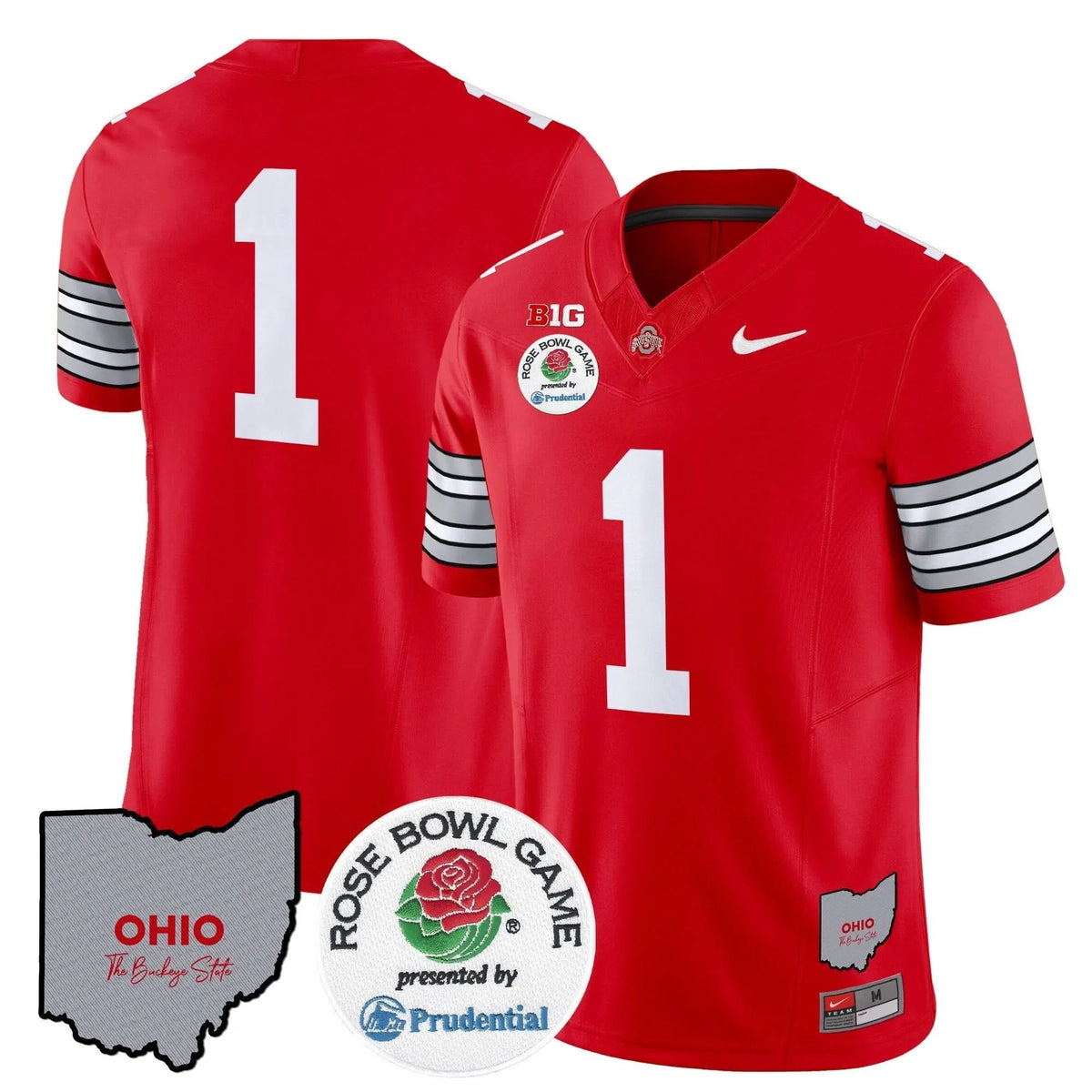 Personalized OSB 'Heritage Stripe' Rose Bowl Vapor Limited Jersey - Red / #1 Team Stitched