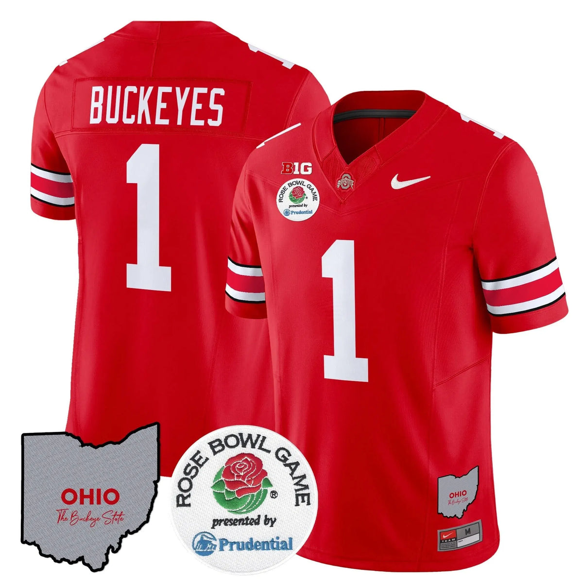 Personalized OSB Rose Bowl Vapor Limited Jersey V2 - Red / #1 Buckeyes Stitched