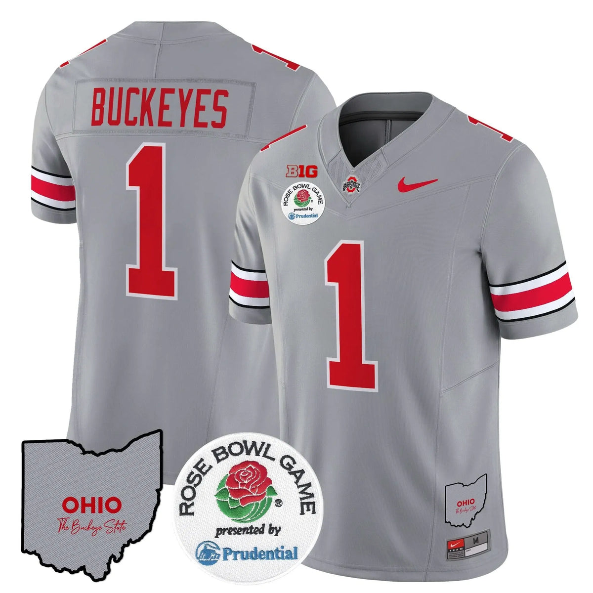 Personalized OSB Rose Bowl Vapor Limited Jersey V2 - Gray / #1 Buckeyes Stitched