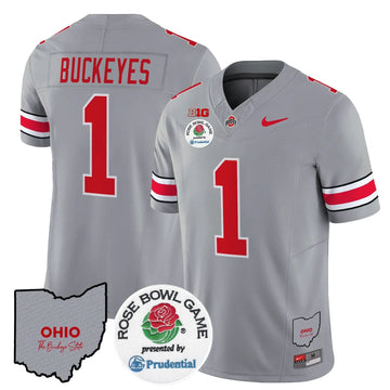Personalized OSB Rose Bowl Vapor Limited Jersey V2 - Gray / #1 Buckeyes Stitched