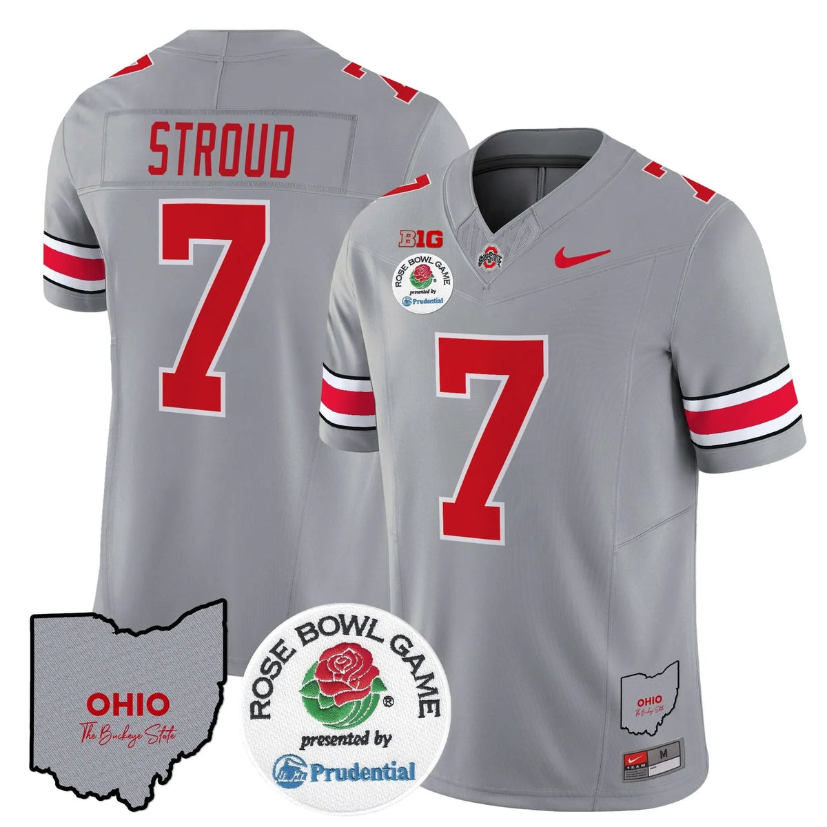 Personalized OSB Rose Bowl Vapor Limited Jersey V2 - Gray / C J Stroud Stitched
