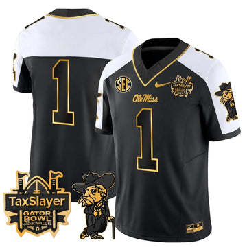 Personalized OMB 2026 Gator Bowl Patch Gold Vapor Limited Jersey - Alternate / #1 Team Stitched