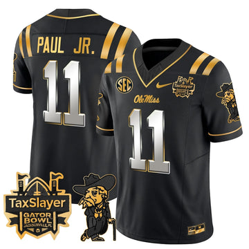 Personalized OMB 2026 Gator Bowl Patch Gold Vapor Limited Jersey - Black Limited / Chris Paul Jr. Stitched