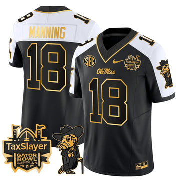 Personalized OMB 2026 Gator Bowl Patch Gold Vapor Limited Jersey - Alternate / Archie Manning Stitched
