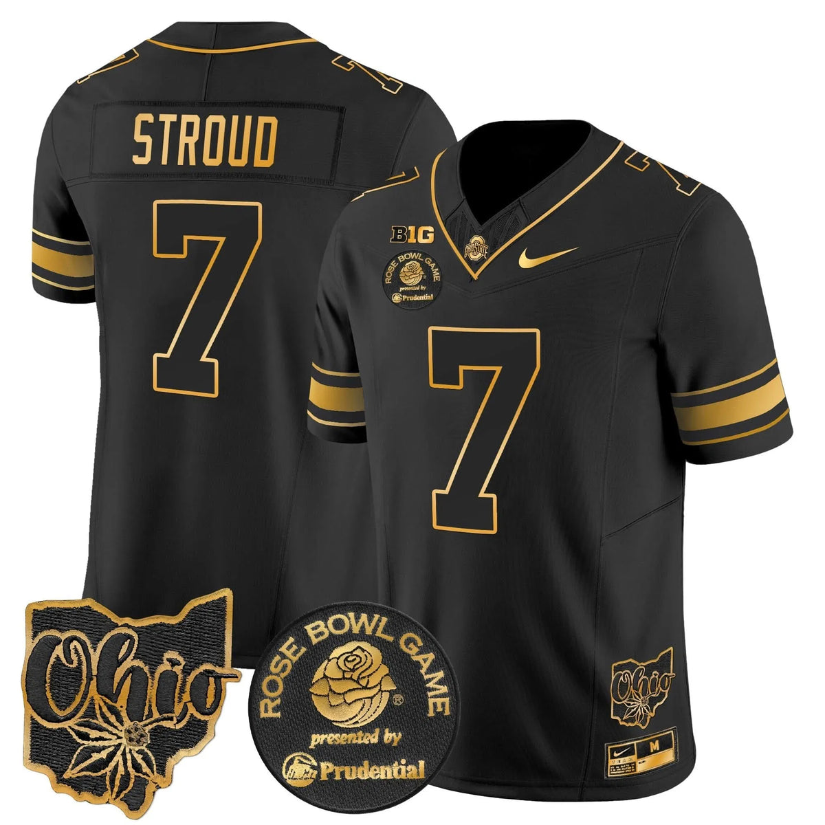 Personalized OSB Rose Bowl Gold Vapor Limited Jersey - Black Gold / C J Stroud Stitched