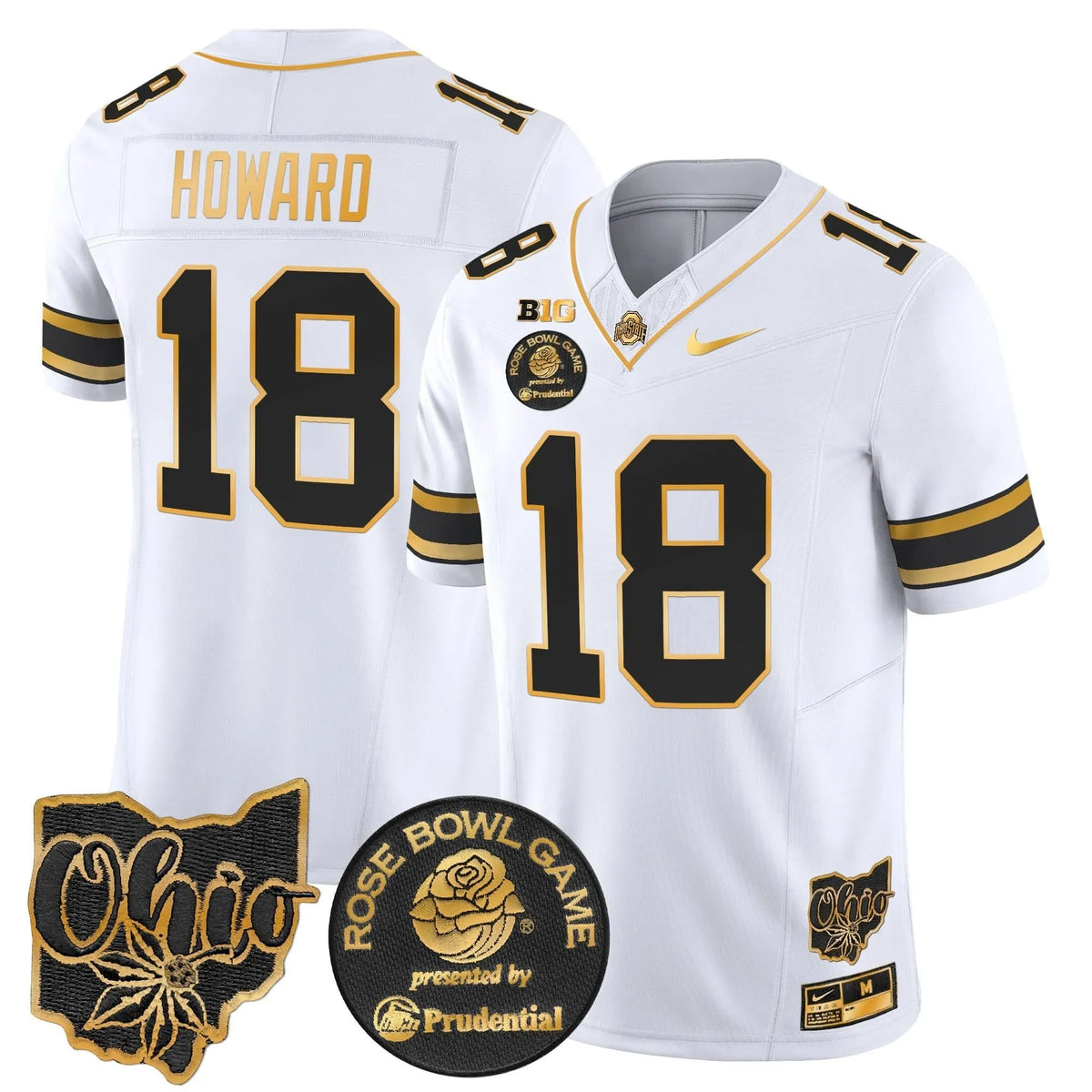 Personalized OSB Rose Bowl Gold Vapor Limited Jersey - White Gold / Will Howard Stitched